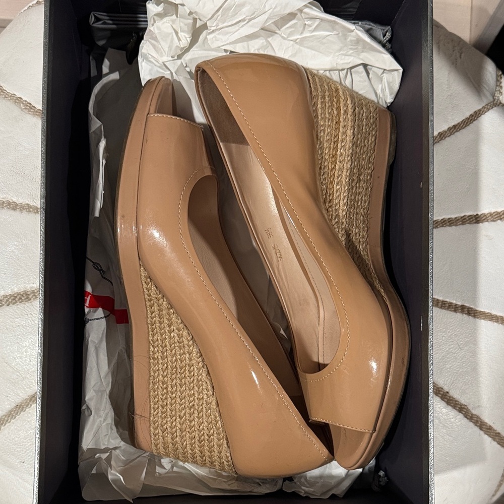 Prada Tan Wedge Heels